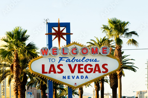Famous Las Vegas sign on bright sunny day