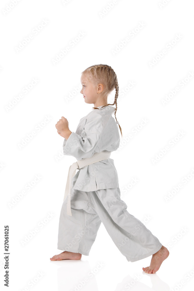 girl - karateka in kimono on a white background girl - karateka in kimono on a white background
