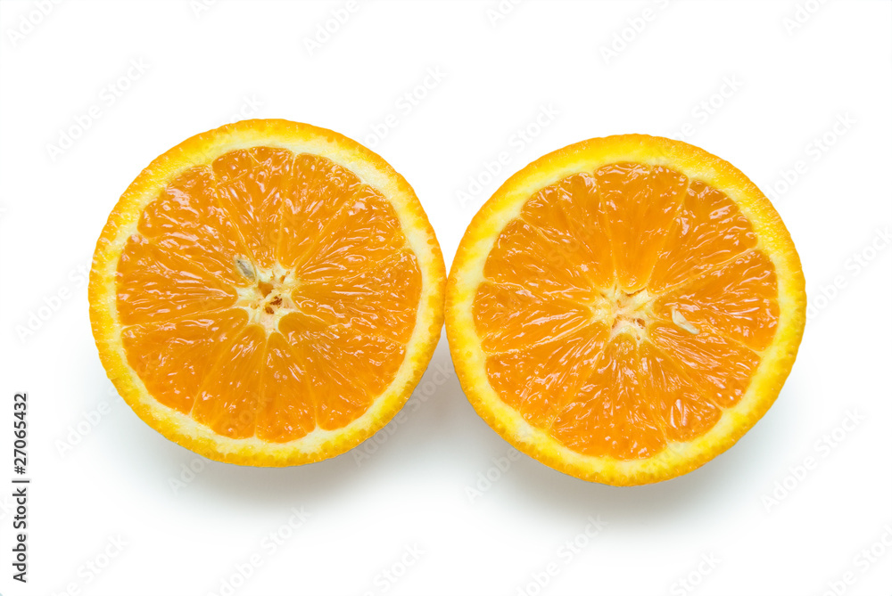 Slices of peeled orange on white background Slices of peeled orange on white background