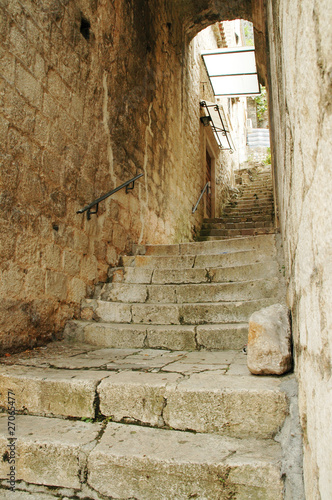 Narrow street of old Kotor, Adriatic coast, Montenegro