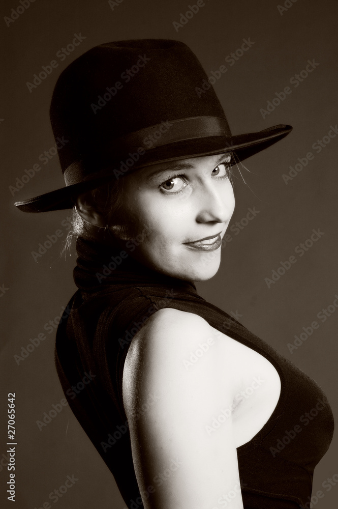 Sexy blonde woman with hat. Erotic art photo. Sexy blonde woman with hat. Erotic art photo.