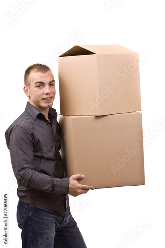 Man lifting cardboard © Grafvision