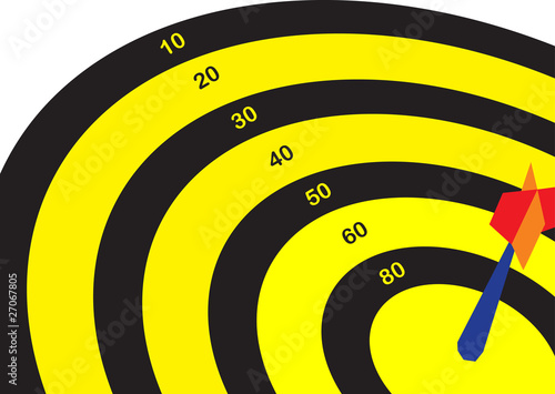 target with numbers and dart