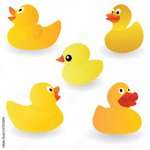 vector set of yellow rubber duck on the white background
