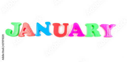 january written in fridge magnets