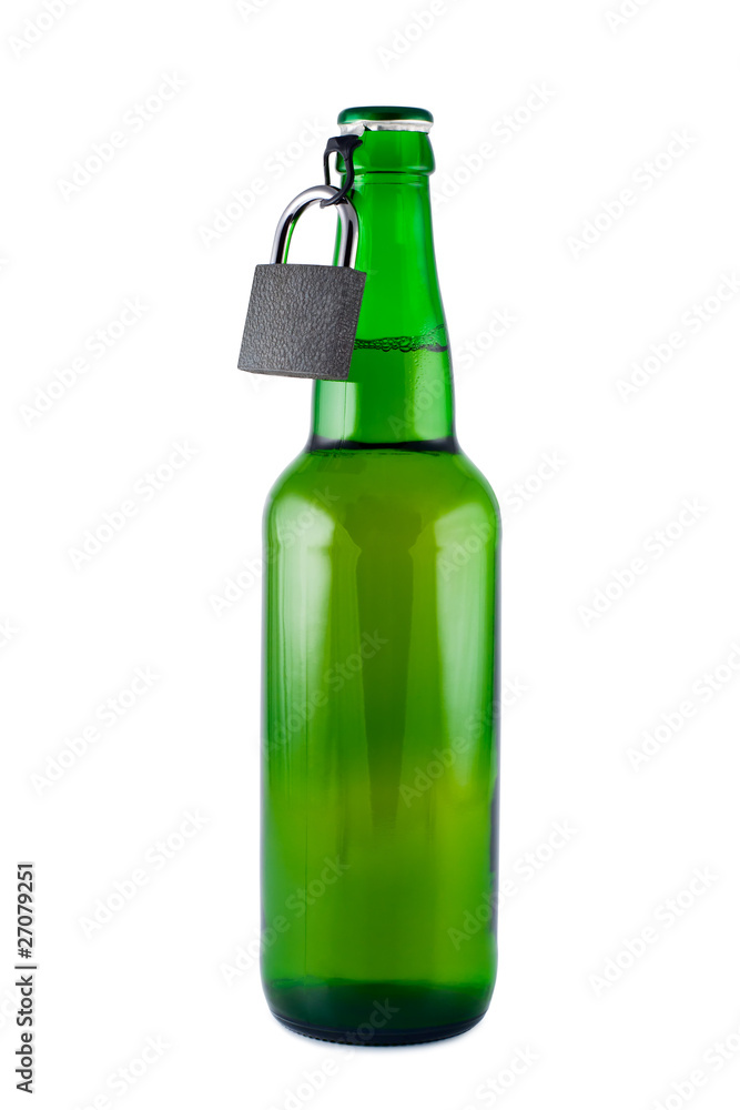 Beer, bottle, padlock isolated white, set. Clipping path. Beer, bottle, padlock isolated white, set. Clipping path.