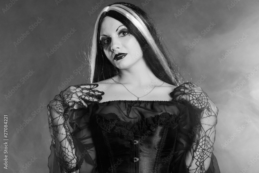 Gothic girl on  smoke background