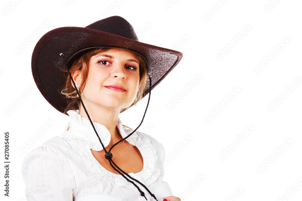 Adorable young girl in cowboy hat