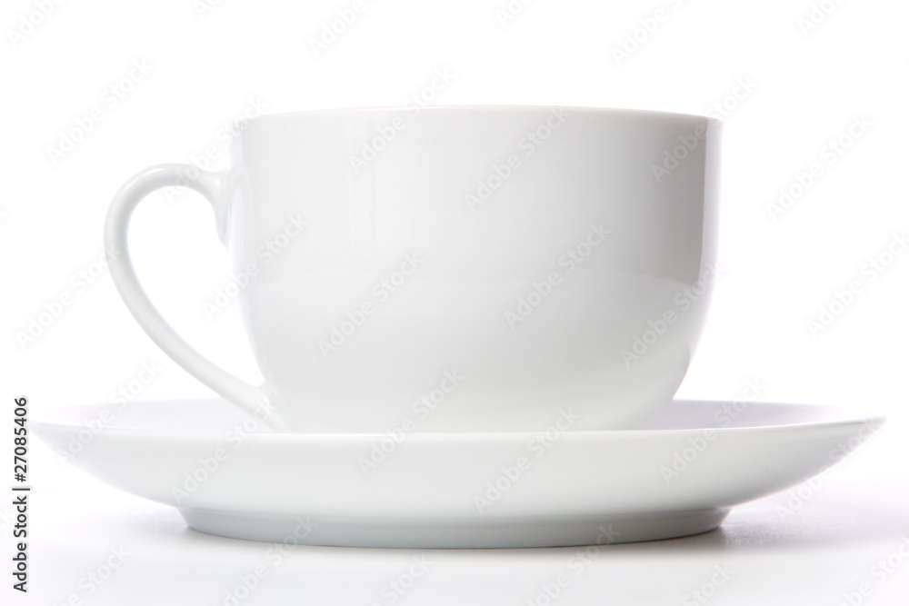 Coffee cup and grain on white background Coffee cup and grain on white background