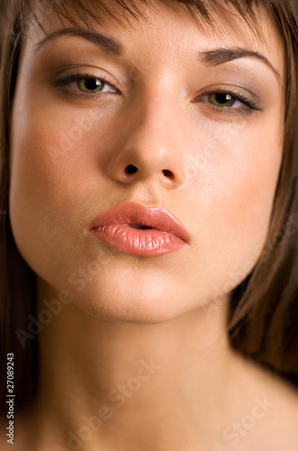 Close-up portrait of sexy caucasian young woman