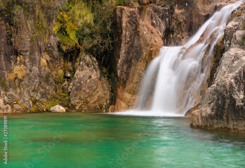 Beautiful waterfall at the national park  Portugal