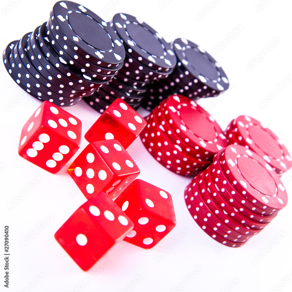 poker chips and dice