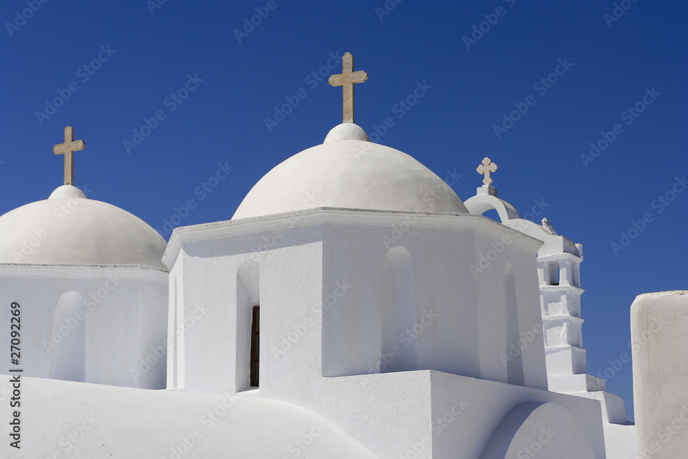 Typical cycladic, white church in Amorgos island, Greece
