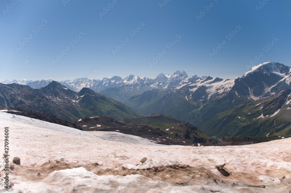 Fototapeta premium Mountains of the North Caucasus in summer heat