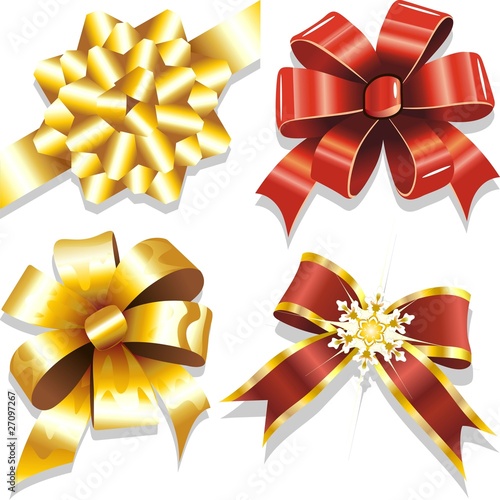 Fiocchi Rosso e Oro-Red and Golden Bows-Ribbons-Vector