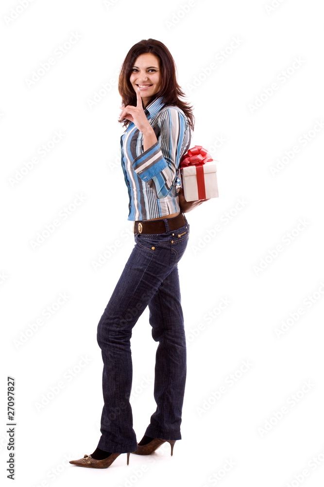 Girl holding a gift Girl holding a gift