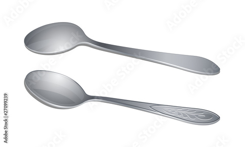 Pair of teaspoons from above and bottom views