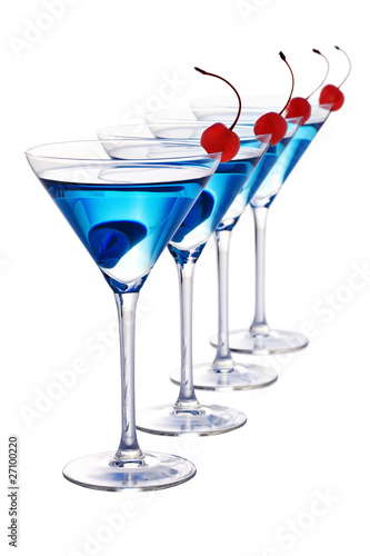 Blue cocktails isolated
