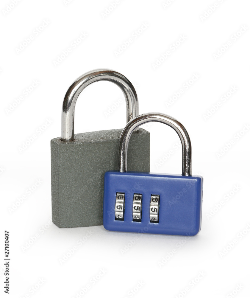 Two Padlocks On White