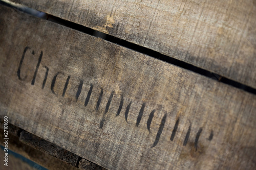 Quadro su tela Gros plan d'une vieille caisse de Champagne en bois