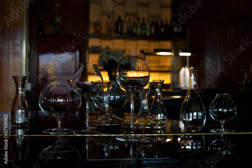 glassware  standing on the piano in a restaurant