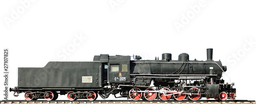Steam locomotive on white background