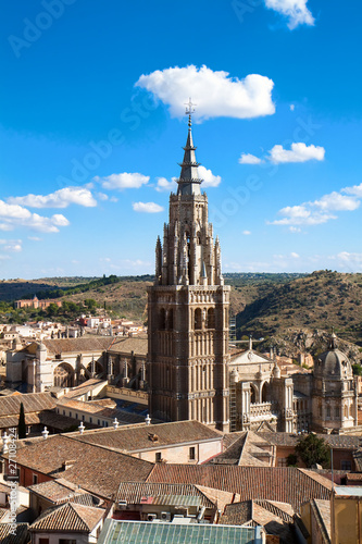 Panoramic view on Cathedral in Toledo, Spain