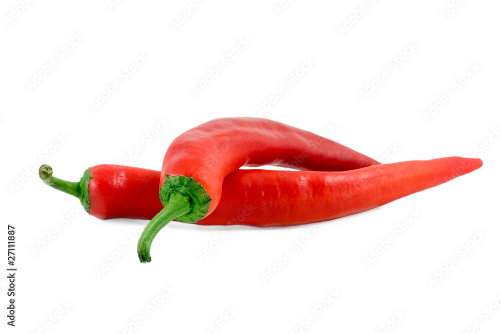 red hot chilli peppers on white background