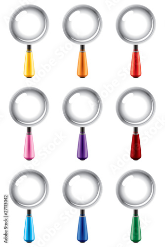 magnifying glass in different colours