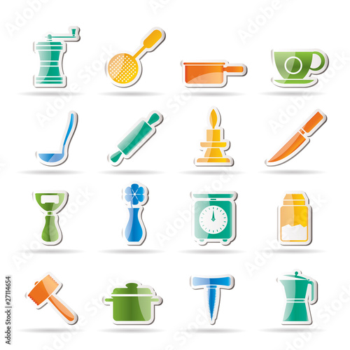 Kitchen and household tools icons - vector icon set