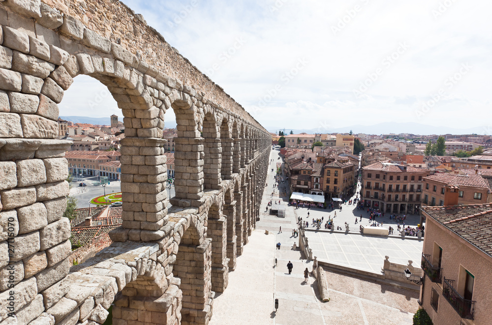 The ancient aqueduct in Segovia