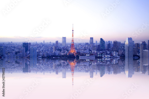 Tokyo tower reflection.
