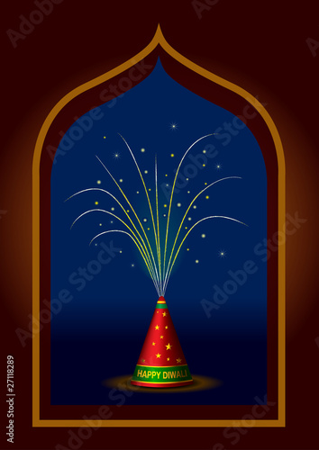 Traditional Indian Diwali fireworks vector illustration