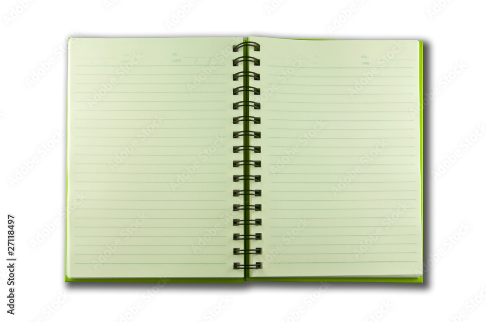isolated green notebook on white. isolated green notebook on white.