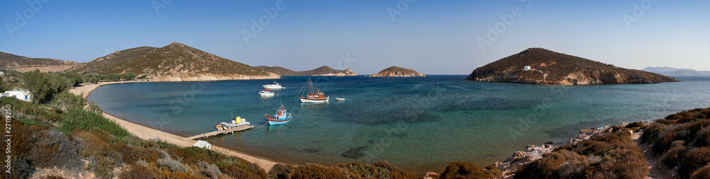 Livadi Geranou beach in Patmos island, Greece