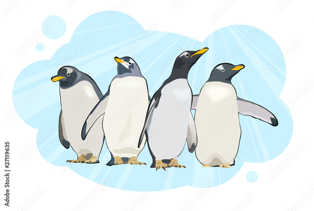 Fototapeta premium Penguins on blue background