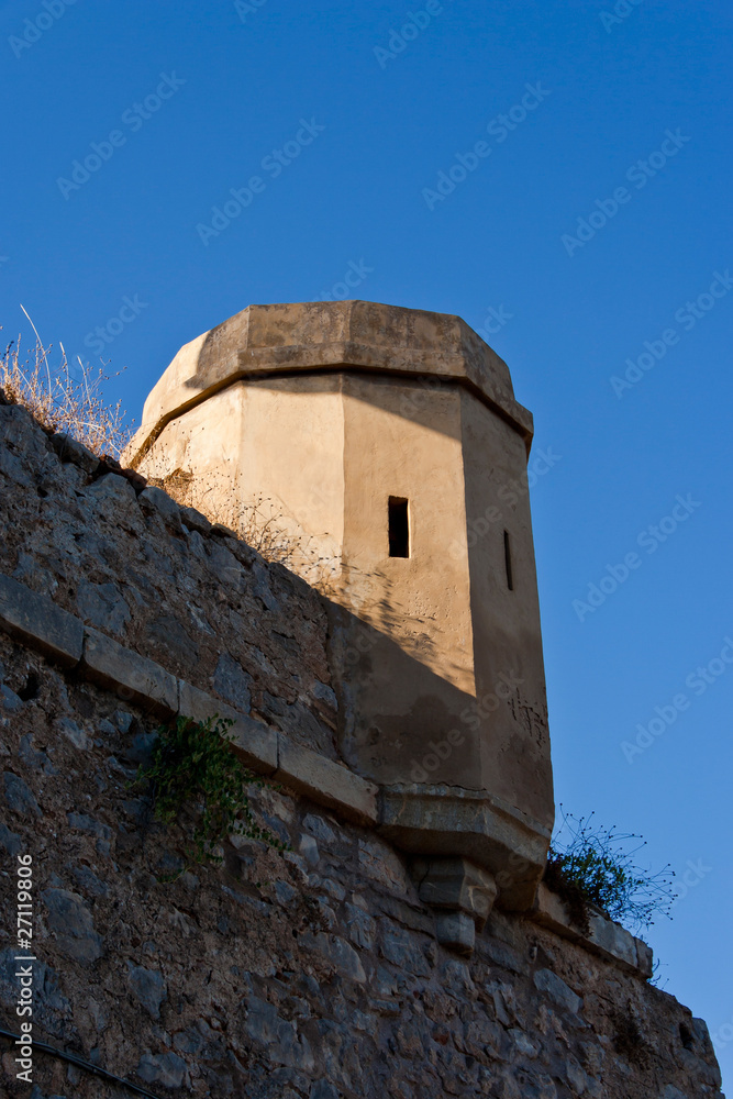 Loophole tower in medieval castle, Nafplio castle