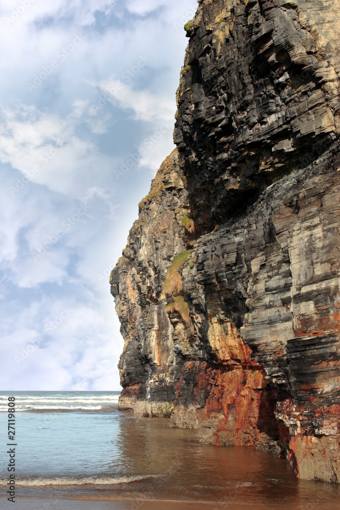 cliff reflected on ballybunion beach