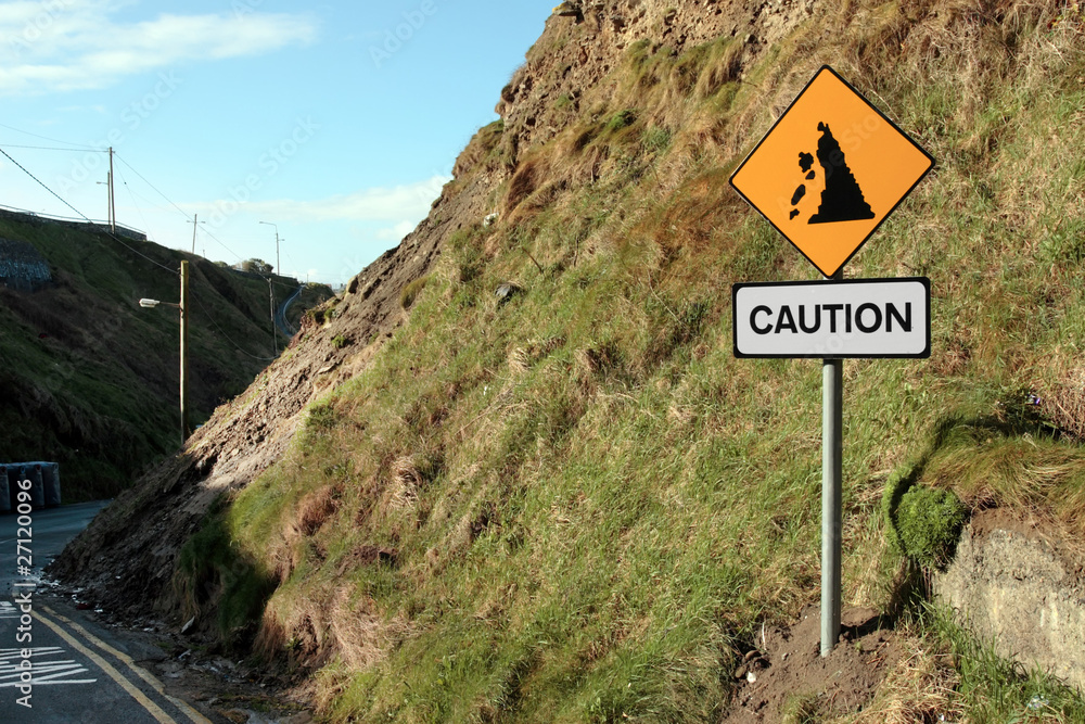 Fotografie landslide risk road sign