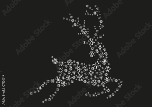 jumping silver reindeer on a black background