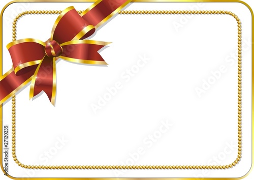 Fiocco su Biglietto Auguri-Red Bow on Greeting Card-Vector