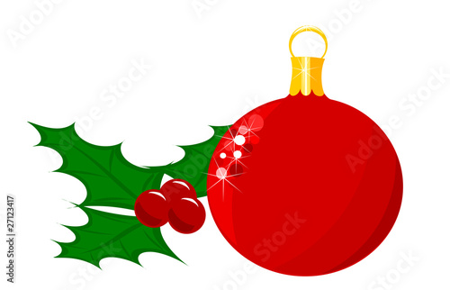 Holly berry and glass ball