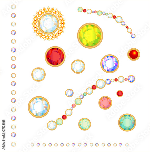 Collection of gems isolated on white background.