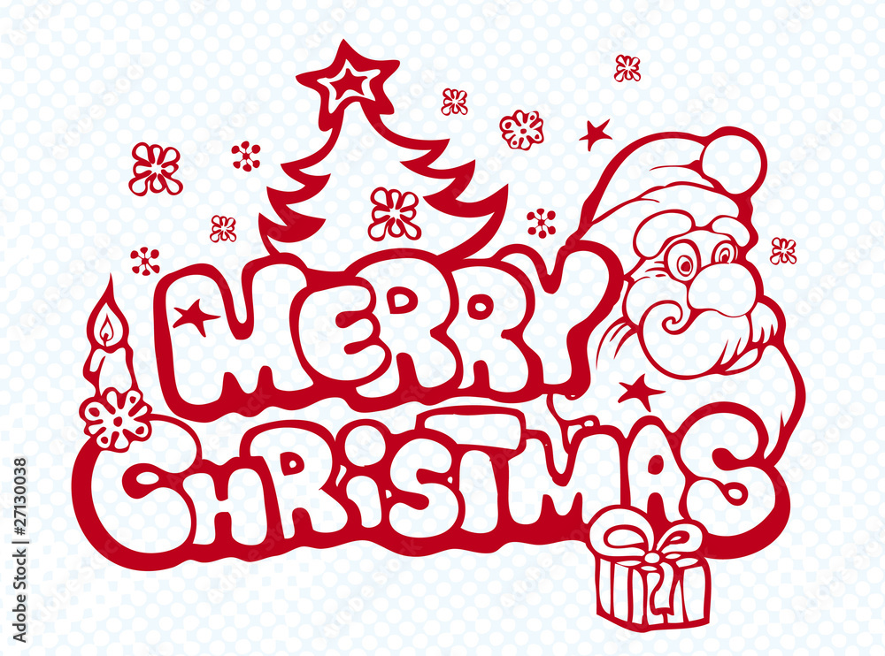 xmas banner with Santa, snowflakes and gift