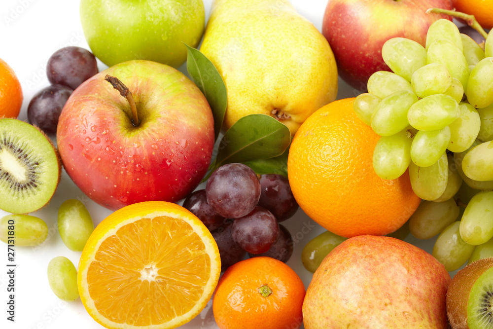 fresh fruits on the white background fresh fruits on the white background