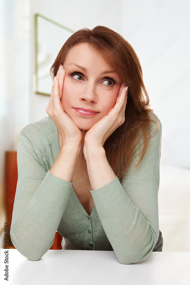 Naklejka premium worried woman thinking