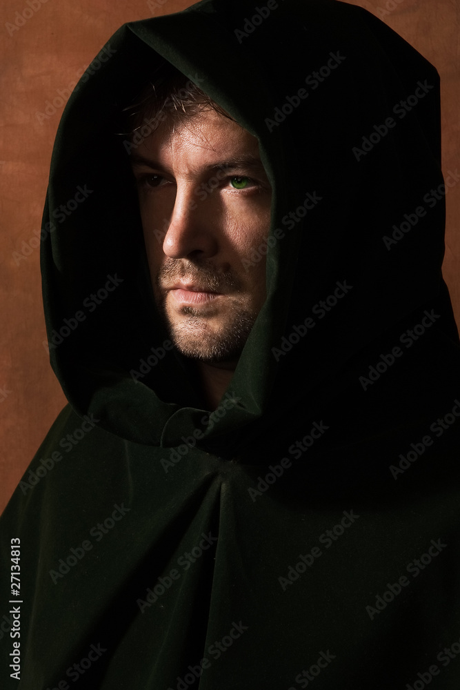 Man in a medieval hood Man in a medieval hood