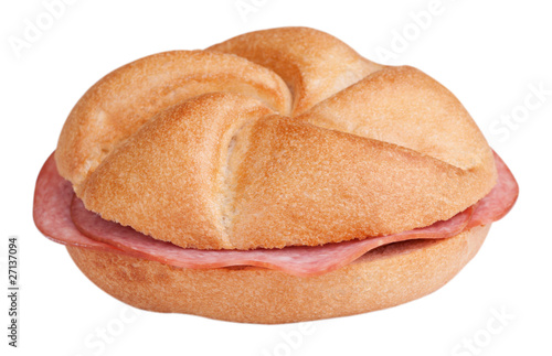 Tableau sur toile Semmel mit Wurst; Beschneidungspfad