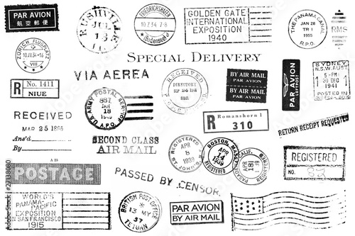 Canvas-taulu Set of Vintage Postal Marks