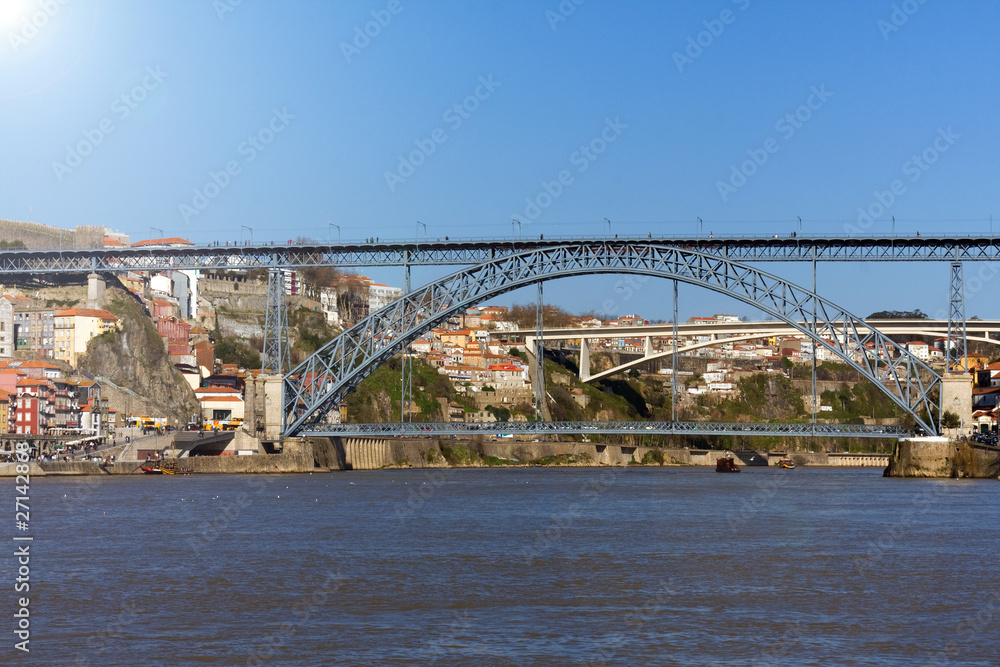 Dom Luis I Bridge in oPorto, north of Portugal